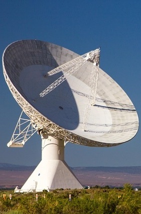 radio telescope on left side